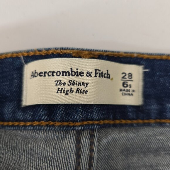 NWT Abercrombie & Fitch High Rise Skinny Jeans Y2K Size 28 Blue - Picture 3 of 8
